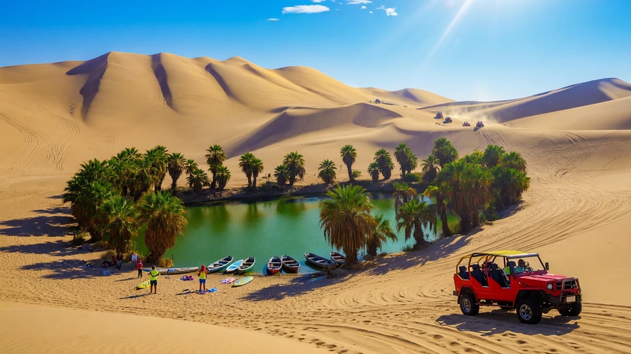 Oasis de Huacachina y dunas del desierto peruano